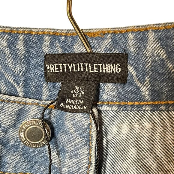 Pretty Little Thing Womens Light Wash High-Waisted Denim Jeans Size 4 NWT - Picture 4 of 6